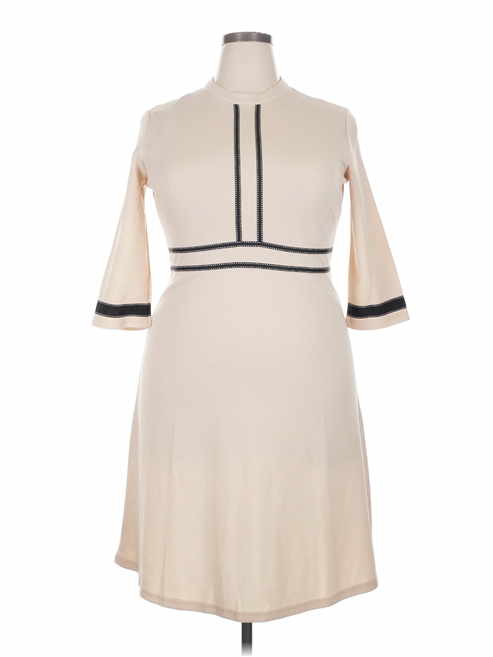 Homeyee Stipe Midi Dress - Apricot (Beige), US12